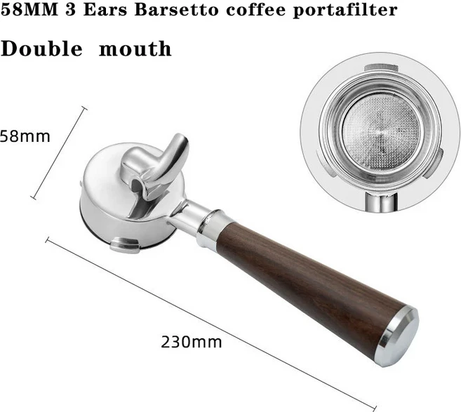 포타필터 바세토 오스터용 스테인레스 스틸 커피 싱글 및 더블 주둥이 커피 핸들 필터 커피 액세서리 58mm, 05 58mm-double mouth-A, 05 58mm-double mouth-A