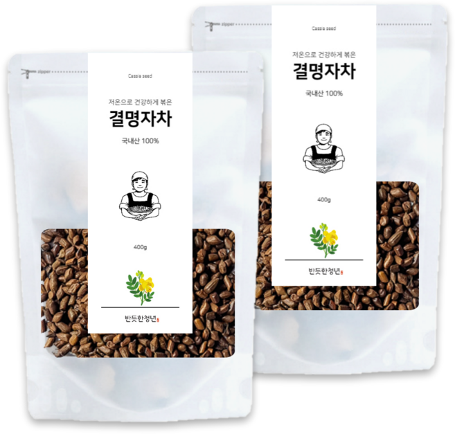 총2개 반듯한청년 볶은 결명자 차 400g 2봉 눈에좋은차 건조 햇 말린 것, 1개