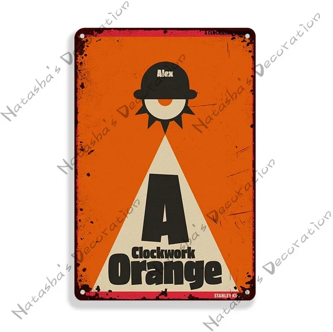 시계 태엽 오렌지 클래식 영화 금속판 녹슨 빈티지 포스터 홈 바 클럽 펍 벽 금속 간판 포스터 오래된 금속, 01 7.8x11.8inch, 15 CLO117