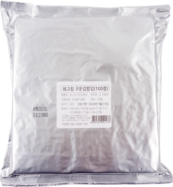 최고집 완도 소안도 구운김밥김 은박무지 100장(김밥집 전문 업소용) 1봉, 1개, 230g