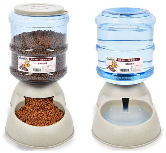 펫꾹 강아지 고양이 반자동 급식기 급수기 1세트, 3.75L