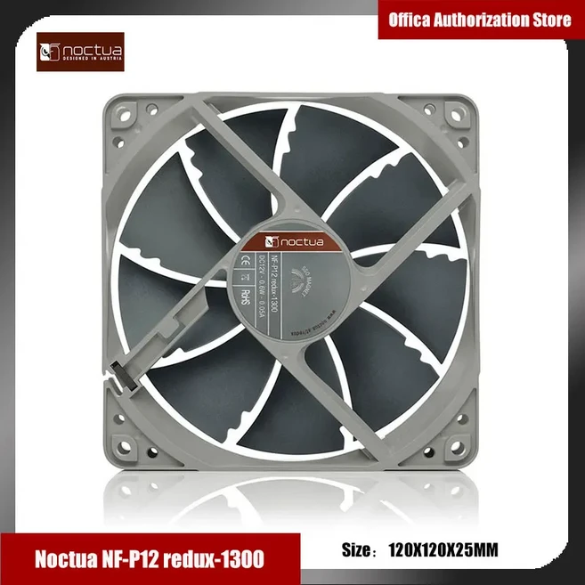 Noctua NF-P12 Redux-1300 지능형 온도 제어 무음 팬 냉각 CPU 섀시 팬 SSO2 베어링 1700 PWM 12CM 4, 02 NF-P12 redux-1300