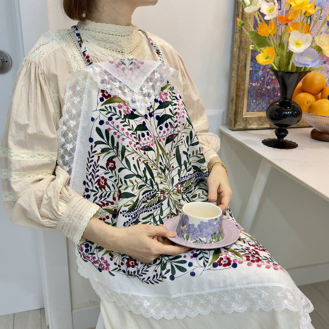 이든테라스 *고급케이스증정* 여성 앞치마 면 레이스 손수건 무릅덮개