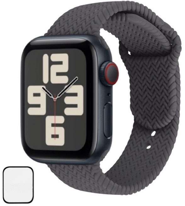 NUBASE 애플워치 호환 스위프트 브레이드 솔로루프 원버튼 실리콘 스트랩, 그레이, 1개