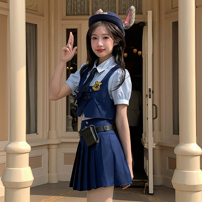 주토피아 주디 코스튬 코스프레 할로윈 커플 분장 긴팔 사이즈 머리띠