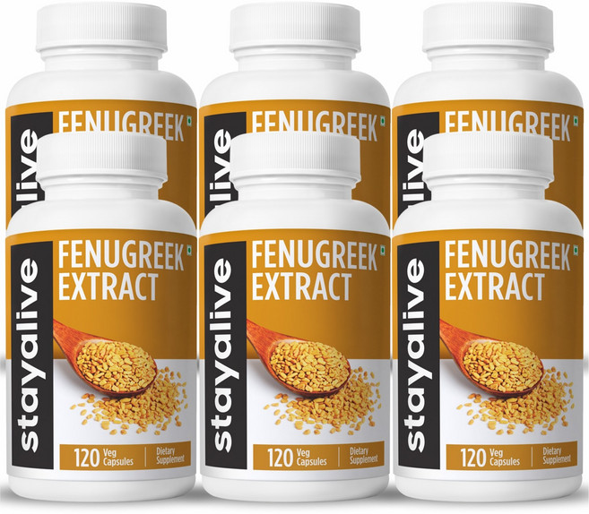 StayAlive (Usa 빠른 구매 ) 페누그릭 캡슐 7000mg 10:1 슈퍼 추출물 여성 및 남성용 페누그릭 보충제 페누그릭 파우더 캡슐, 6개, 120정