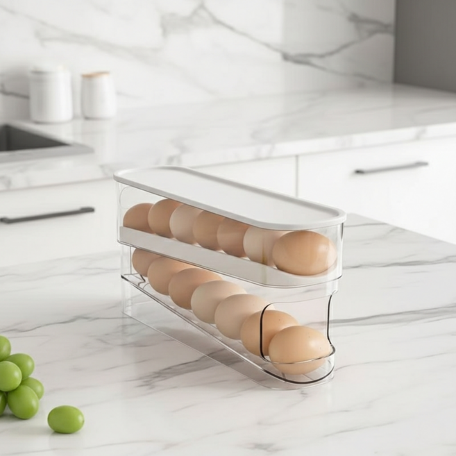 모던데이 냉장고 정리 슬림 계란 트레이, 1개, 화이트