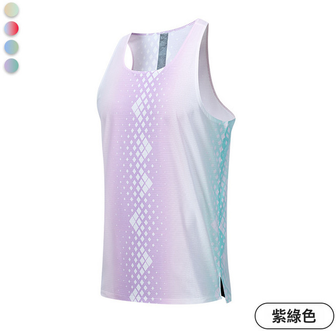 KEVRI 男士無袖印花健身背心 透氣速乾跑步運動背心, S