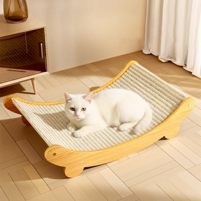 CABULE 고양이 스크래처 사이잘삼 스크래쳐 원목 고양이장난감 소파스크래쳐 고양이용품, 1개, 흰색