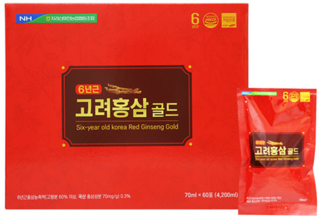 식물혼합추출액 건강관리 체력유지 지리산마천농협 6년근 고려홍삼골드 70ml x 60포 스마트세일즈, 3박스, 4.2L