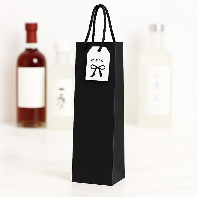 잇츠K 모던 와인 쇼핑백 세트 / 선물 종이가방 포장, 10개, 블랙