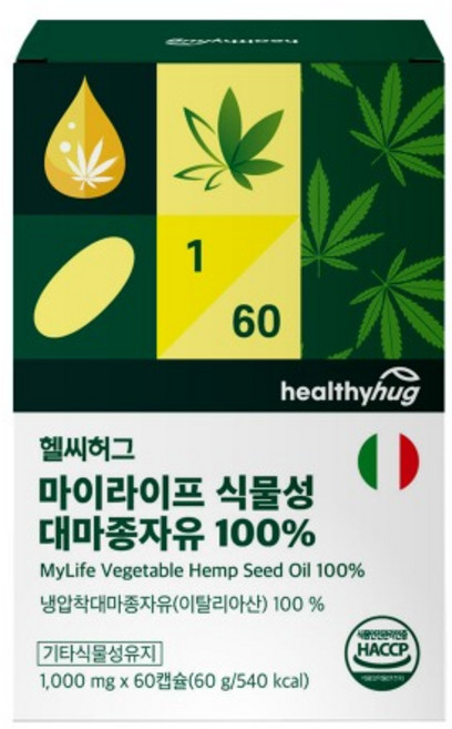 헬씨허그 마이라이프 식물성 대마종자유 100% 혈행개선 식물성캡슐, 6박스, 60정