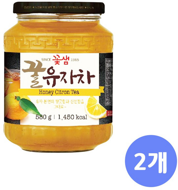 꽃샘 꿀유자차, 580g, 2개, 580g, 1개입