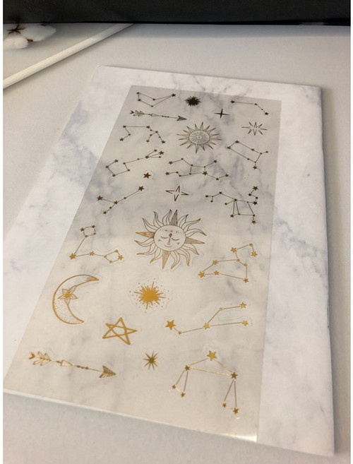 燙金手帳貼紙 高處看世界系列 星球 十二星座 適用於相冊製作, 星座物語, 1個