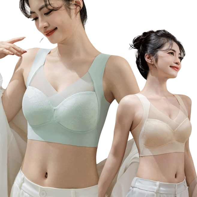 KAQIA 여성 브래지어 노와이어 빅사이즈 패드일체형 심리스 브라 2세트 WX03