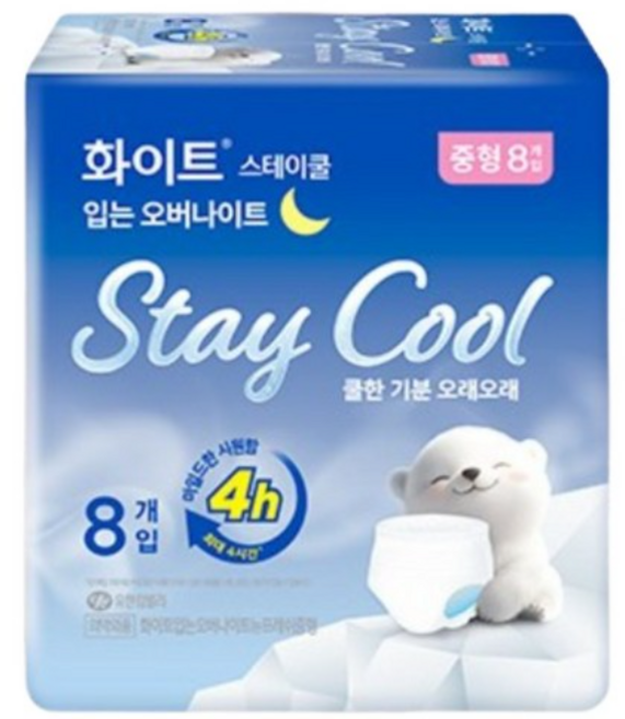 화이트 스테이쿨 입는 오버나이트 중형 8개입, 8매입, 3세트