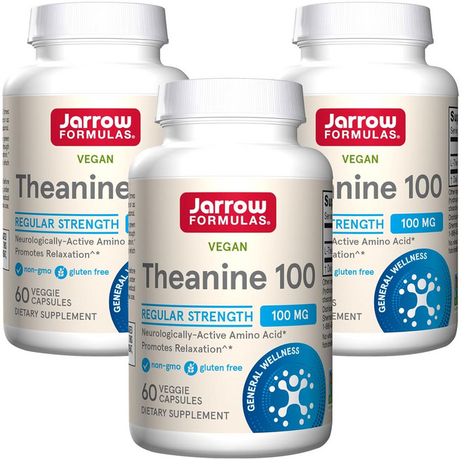 Jarrow FORMULAS 賈羅公式 茶胺酸素食膠囊 100mg, 60顆, 3罐