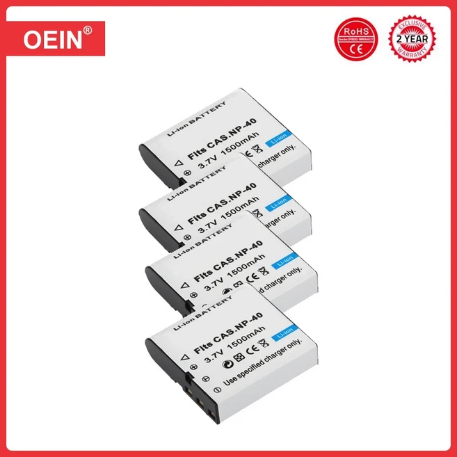 NP-40 배터리 및 충전기 Casio Exilim EX-Z600 카메라용 4 개, 08 4 Battery