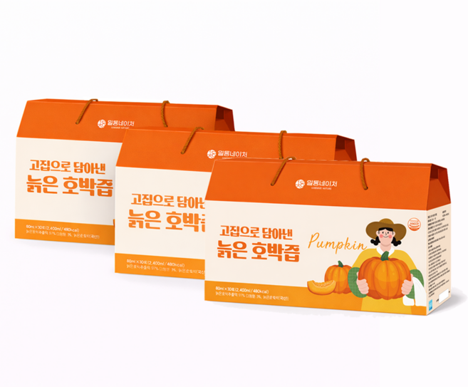 일등네이처 붓기 빼는 호박즙 100% 국산 해남 늙은 호박즙 임산부 산모 추천, 80ml, 90개, 30포