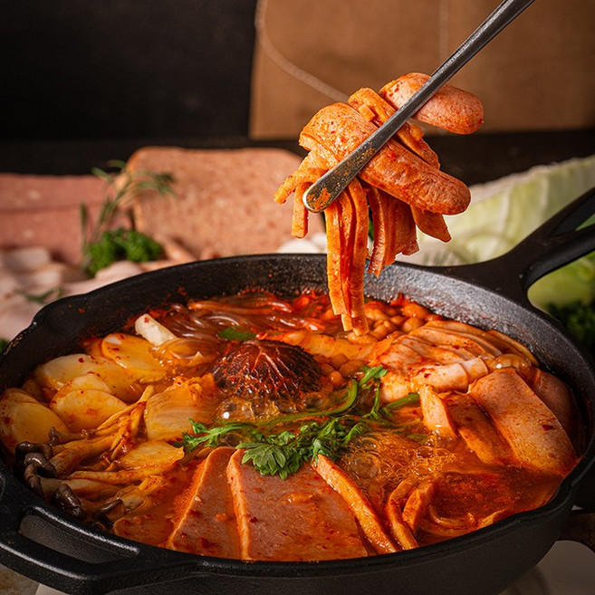 송탄식 부대찌개 4종햄 사골육수 밀키트 800g+라면사리, 1개, 800g
