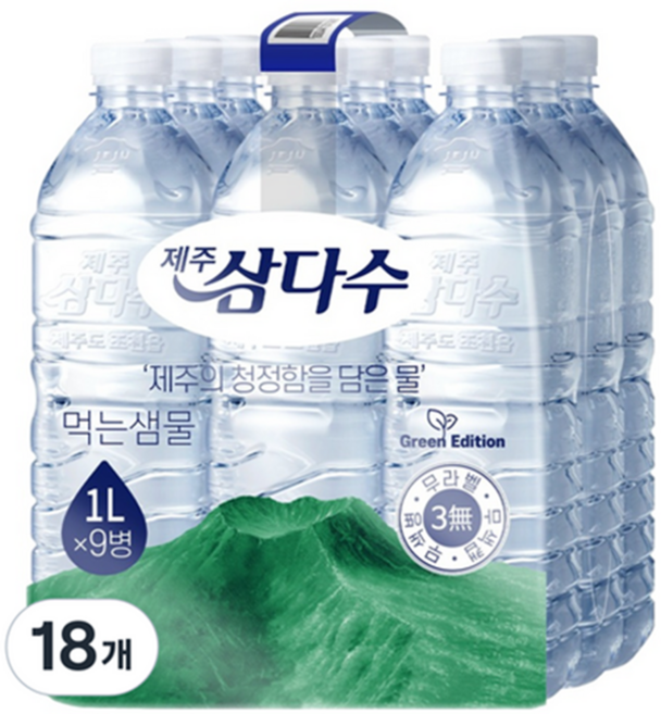 제주삼다수 무라벨, 1L, 18개
