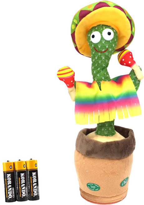 [최고품질 당일발송] 로앤제이 말하는 말따라하는 노래하는 춤추는 선인장 인형 장난감 건전지타입, 흔드는 쿤다라