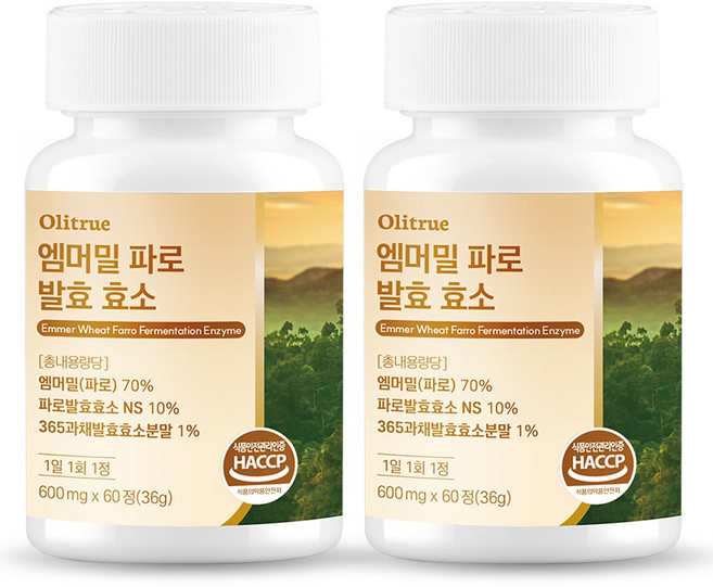 올리트루 엠머밀 파로 발효 효소, 2개, 60정