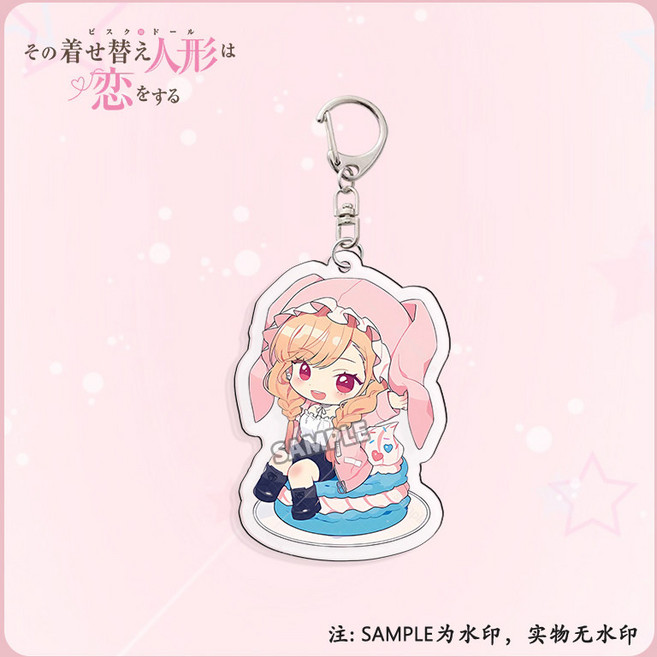 그 비스크 돌은 사랑을 한다 캐릭터 디저트 프린팅 아크릴 키 체인 홀더 열쇠고리, 1개, A 5.5cm