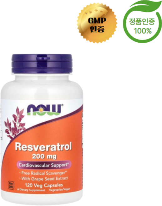나우푸드 레스베라트롤 200mg 베지 캡슐 120정, 1개