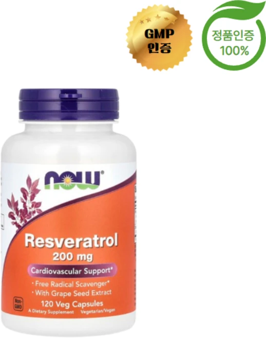 나우푸드 레스베라트롤 200mg 베지 캡슐 120정, 1개 - 쿠팡