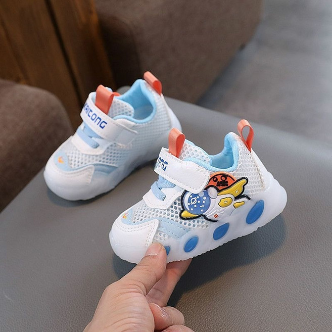 그린새싹 발광 LED 불빛나는 메쉬 아동 신발 봄 여름 가을 운동화(단층망)