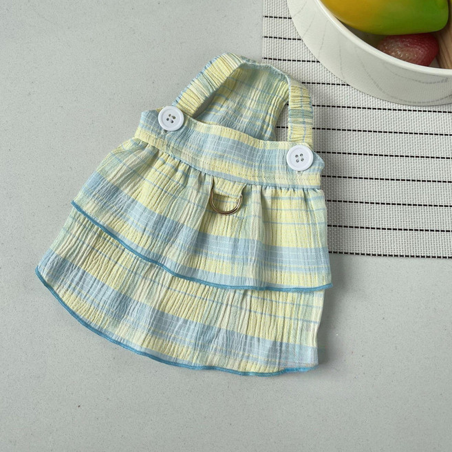 유키고고 반려동물 체크 나시 스커트, 블루, 1개