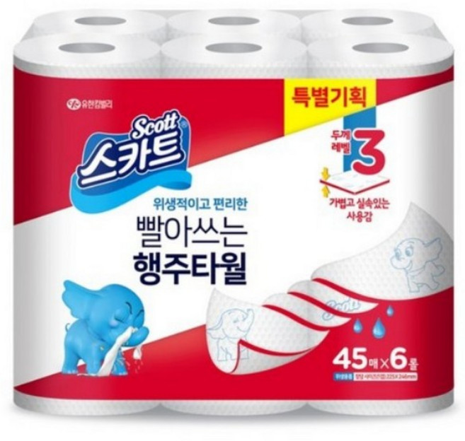 스카트 빨아쓰는 키친타올 45매, 6롤, 1개