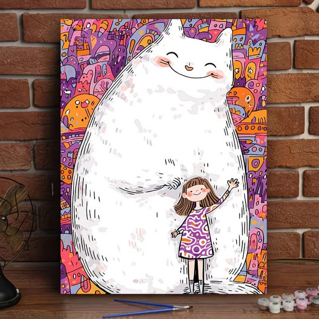 뜨레스 DIY 명화그리기 유화세트 고양이와 나 30x40cm, 1세트, YF36