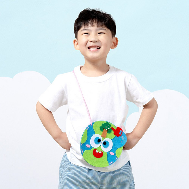 민화샵 지구 펠트 가방 만들기 지구가방 지구의날 꾸미기, 1, 지구 가방 만들기-하트