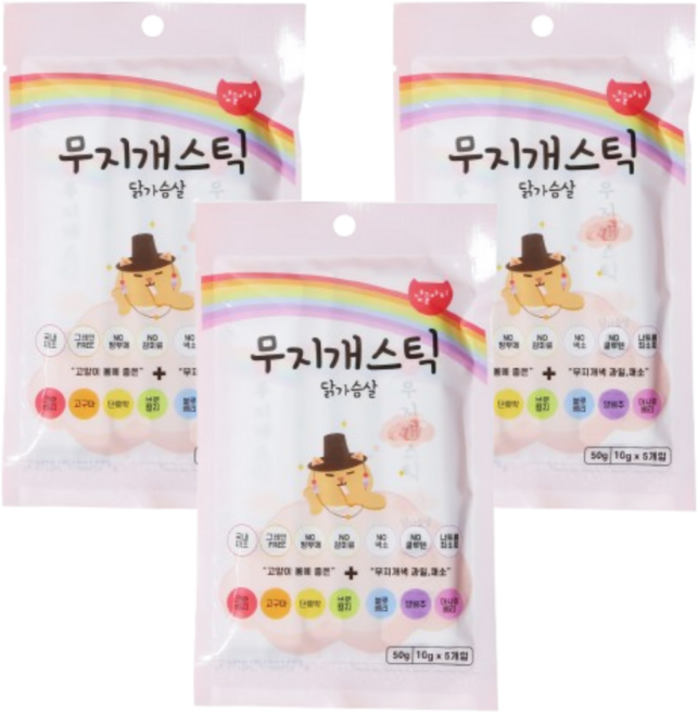냥슬아치 무지개스틱 고양이 짜먹는 간식, 15개, 10g, 닭고기맛