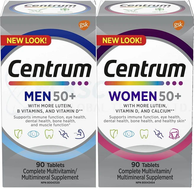 CENTRUM 캐나다 센트룸 실버맨&실버우먼 멀티 종합비타민 90정-2병 l 캐나다 내수용 정품 센트룸 l 캐나다 현지 직배송, 50세이상 실버포맨+실버포우먼 2통, 90정, 1세트 - 쿠팡
