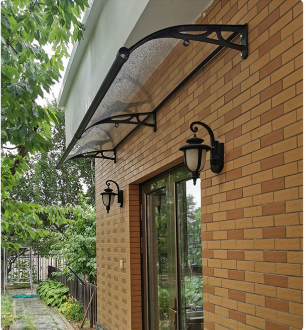 600x2000 렉산시공 빌라 발코니차양 캐노피 DIY 테라스 창문 렉산 처마 비가림 현관 주택 차양 비가리개, 1개, 블랙 프레임 + 투명 판넬