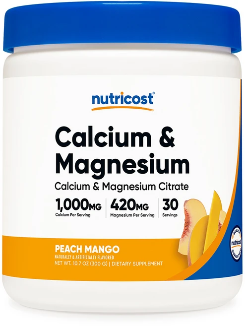 뉴트리코스트 칼슘 & 마그네슘 시트레이트 1000mg / 420mg 피치 망고맛 30회분 1개, 300g - 쿠팡