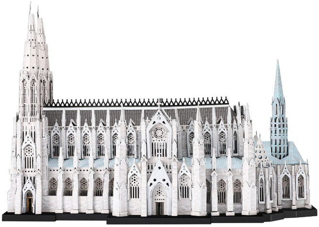 피스쿨 3D 메탈퍼즐 입체퍼즐 패트릭 대성당 랜드마크 모형 DIY 조립 키트, 1개, 혼합, 418피스