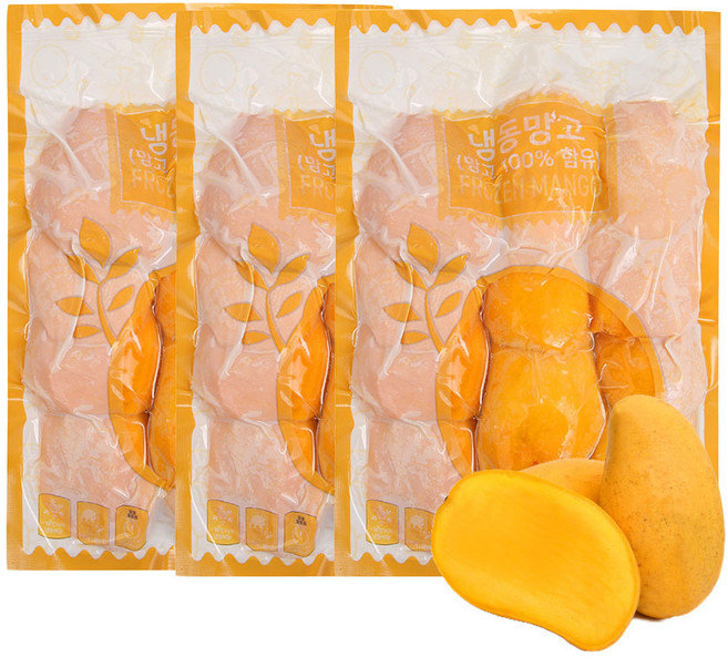 산들네이처 망고 하프 냉동망고 냉동과일 망고주스 망고빙수 3kg (1kg x 3봉), 3개, 1kg
