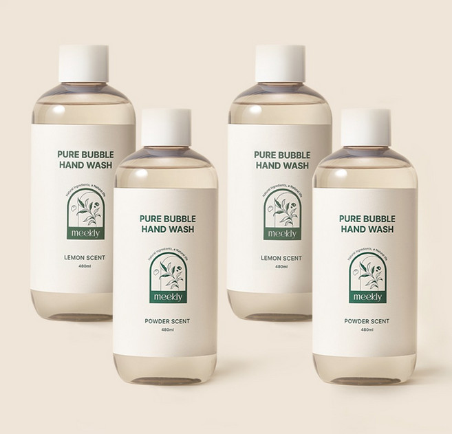 미클리 퓨어 버블 핸드워시 손세정제 리필, 파우더향, 4개, 480ml