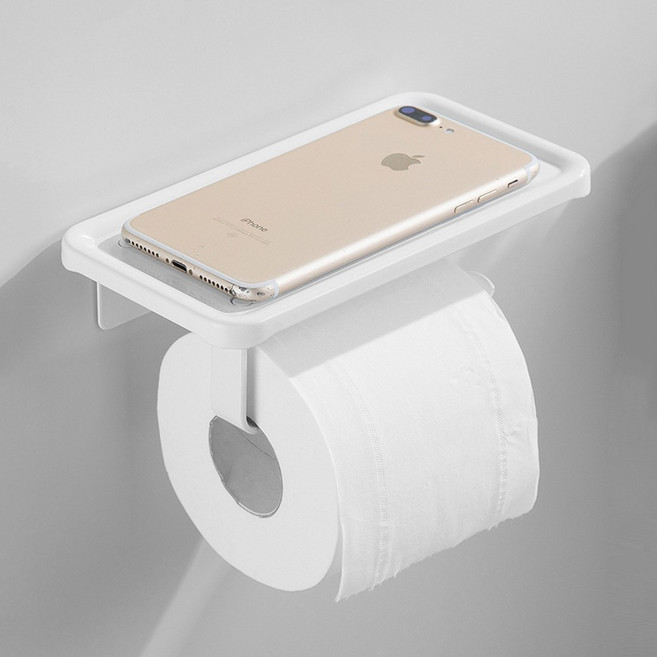 로지 호텔식 알루미늄 3M 접착 휴지걸이, 화이트, 1개