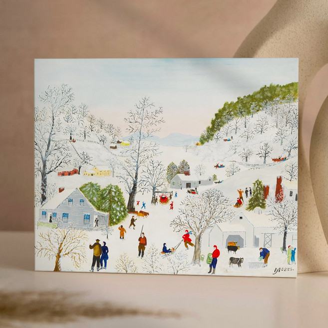 힐링인테리어 그랜드마 모지스 풍경 명화 대형그림 캔버스액자 거실 아이방 시리즈 24종 13-24, 15.숲속마을 겨울일상