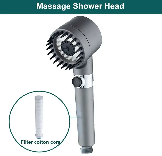 고압 핸드헬드 목욕 브러시 3모드 샤워헤드 4 in 1 마사지 노즐 필터 포함, 01 a