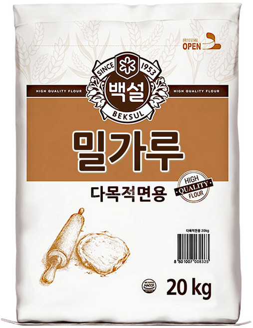 백설 밀가루 다목적면용, 1개, 20kg