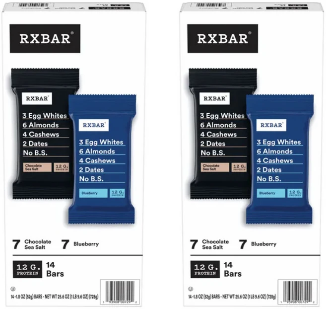 RXBAR 알엑스바 프로틴바 버라이어티팩 초콜릿 씨솔트 블루베리 2팩, 28개 - 쿠팡