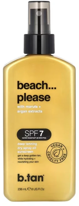 태닝 오일 스프레이 SPF7 딥 태닝 비건 236ml 비.탠, 1개 - 쿠팡