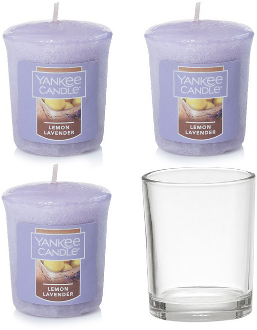 양키캔들 보티브 캔들 3p + 홀더 세트, 3개, 49g, 레몬라벤더