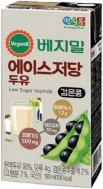베지밀 에이스 저당 두유 검은콩 190ml